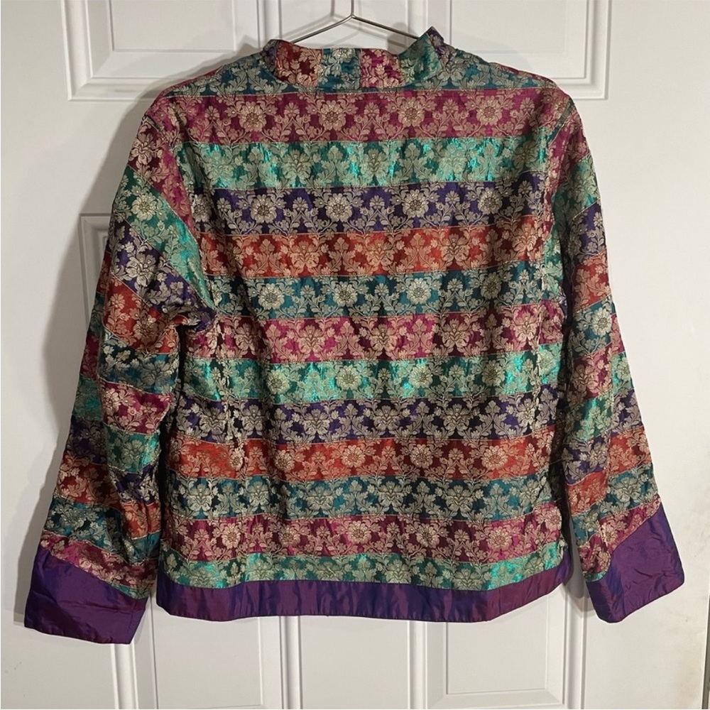 Coldwater Creek Silk Asian-Inspired Floral Design Lightweight Jacket - Picture 4 of 7